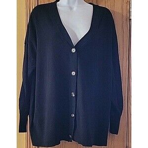 Torrid 1 Women's Plus Cardigan Button Front Sweater Black 16/18 Solid Minimalist